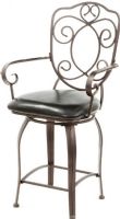 Linon 02786MTL-01-KD-U Crested Back Counter Stool, Metal, PVC and CA fire foam construction, 24" Height, 275 lbs Weight Limit, 41.64" H x 22.64" W x 18.9" D, Swivel seat, Wipe clean dark brown PVC seat cover, Cover is resistant to everyday wear and tear, Cushion is piled high for extra comfort, Elegance and unique style, Stool versatile for any gathering area, UPC 753793847696 (02786MTL01KDU 02786MTL-01-KD-U 02786MTL 01 KD U) 