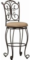 Linon 02791MTL-01-KD-U Gathered Back Bar Stool, Metal, CA fire foam and microfiber construction, 30" Height Seat dimension, 275 lbs Weight Limit, 41.6" H x 19.1" W x 21.65" D, Swivel seat, Light brown/caramel microfiber seat cover,  Crafted of metal and highlighted with subtle curves and a distinctive back, UPC 753793847726 (02791MTL01KDU 02791MTL-01-KD-U 02791MTL 01 KD U) 