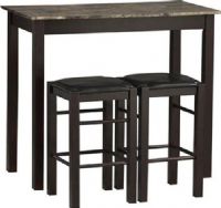 Linon 02859SET-01-KD-U Tavern Three Piece Counter Set, Set includes 1 rectangular table and 2 backless counter stools, Counter height stools with padded, black vinyl seat covers, Stools tuck neatly under the table when not in use, Convenient and space saving design, 2 Seating Capacity, 36" H x 42" W x 22.25" D, UPC 753793844510 (02859SET01KDU 02859SET-01-KD-U 02859SET 01 KD U) 