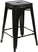 Linon 03241BLK-02-AS-U Black Square Metal Counter Stool, Black Finish, 275 lbs Weight limits, 24" Counter Height, 24" H x 16" W x 16" D, Heavy Duty Steel Frame, Stationary Seat, UPC 753793902661, Set of 2 (03241BLK02ASU 03241BLK-02-AS-U 03241BLK 02 AS U) 