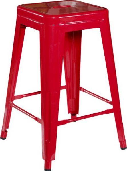 Linon 03241RED-02-AS-U Red Square Metal Counter Stool, Red Finish, 275 lbs Weight limits, 24