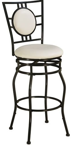 Linon 03282MTL-01-KD-U Townsend Adjustable Stool; Seek modern addition to any counter, bar or high top dining table; Dark black finish allows the white PU seat and back to pop; Swivel seat and adjustable leg height provides versatility and functionality to the piece; Crafted of metal, the stool is sturdy and durable; UPC 753793908229 (03282MTL01KDU 03282MTL-01-KDU 03282MTL-01KD-U 03282MTL01-KDU 03282MTL01-KD-U)