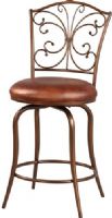 Linon 034552MTL01U Butterfly Back Counter Stool; Crafted for fashion and function; Eyecatching decorative back resembles a butterly and is finished in an antique gold; Plush Coffee Brown Faux Leather seat provides long lasting comfort; Thin flared legs complete the delicate look of the piece; 24" Seat Height; 275 pound weight limit; UPC 753793933955 (034552-MTL01U 034552MTL-01U 034552-MTL-01U 034552 MTL01U) 