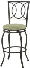 Linon 034560MTL01U Half Circle Bar Stool; Transitional in style and design, is perfect for any home; Crafted of heavy duty metal, the stool has a dark brown finish and plush swivel beige and light green microfiber seat; The stool back has a circle and half circle design that is sleek and sophisticated; UPC 753793932484 (034560-MTL01U 034560MTL-01U 034560-MTL-01U 034560 MTL01U) 