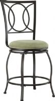 Linon 034561MTL01U Half Circle Counter Stool; Transitional in style and design, is perfect for any home; Crafted of heavy duty metal, the stool has a dark brown finish and plush swivel beige and light green microfiber seat; The stool back has a circle and half circle design that is sleek and sophisticated; UPC 753793933788 (034561-MTL01U 034561MTL-01U 034561-MTL-01U 034561 MTL01U) 
