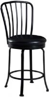 Linon 034575MTL01U Windsor Back Counter Stool; Classic in design and style, is a timeless addition to a home bar, counter or high top table; Decorative Windsor back adds a touch of symmetry to the stool, while the wide round swivel seat adds comfort; Finished in a dark black, the seat has a plush, easy to maintain, black PVC upholstery; UPC 753793933849 (034575-MTL01U 034575MTL-01U 034575-MTL-01U 034575 MTL01U) 