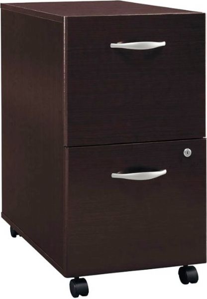Bush WC12952 Corsa Series Wheeled Two Drawer File Cabinet, Single lock secures both drawers, 2 file drawers accept letter, legal and A4 documents, Meets ANSI/BIFMA quality test standards for performance and safety, Mobile File Cabinet rolls under the Desk or wherever you need it, Drawers glide on smooth, full-extension ball bearing slides for an easy reach to the back, UPC 042976129521, Mocha Cherry Finish (WC12952 WC-12952 WC 12952)
