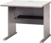 Bush WC14536 Series A: Pewter 36" Desk, Sturdy 1"-thick desk surface, Sturdy molded ABS feet with steel insert, Accepts Pencil Drawer or Keyboard Shelf, Adjustable levelers for stability on uneven floor, Durable melamine surface resists scratches and stains, Desktop and leg grommets for wire access and concealment, UPC 042976145361, White Spectrum / Pewter Finish (WC14536 WC-14536 WC 14536) 