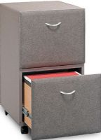 Bush WC14552 Series A: Pewter Two-Drawer File, Full-extension, ball-bearing slides, One gang lock secures both drawers, Fits under 36", 48", 60" or 72" Desks, Casters for easy mobility when loaded, Two drawers hold letter- or legal-size files, White Spectrum / Pewter Finish, UPC 042976145521 (WC14552 WC-14552 WC 14552) 