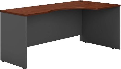 Bush WC24423 Series C: Right Corner Module, Mounts to desk shells as right return, Accepts Keyboard Shelf in corner position, Accommodates one 2-Drawer or 3-Drawer Pedestal, Desktop & modesty panel grommets for wire access, Diamond Coat top surface is scratch and stain resistant, Durable PVC edge banding protects desk from bumps and collisions, UPC 042976244231, Hansen Cherry / Graphite Gray Finish (WC24423 WC-24423 WC 24423)