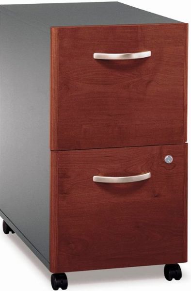 Bush WC24452 Corsa Series Wheeled Two Drawer File Cabinet, Single lock secures both drawers, 2 file drawers accept letter, legal and A4 documents, Meets ANSI/BIFMA quality test standards for performance and safety, Mobile File Cabinet rolls under the Desk or wherever you need it, Drawers glide on smooth, full-extension ball bearing slides for an easy reach to the back, UPC 042976244521, Hansen Cherry / Graphite Gray  Finish (WC24452 WC-24452 WC 24452)