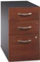 Bush WC24453 Hansen Cherry Three-Drawer Locking File Cabinet, Fully finished drawer interiors, File holds letter, legal or A4 files, Two box drawers for small supplies, Rolls under and Series C desk shell, One lock secures bottom two drawers, File drawer extends on full-extension, ball-bearing slides, UPC 042976244538, Hansen Cherry / Graphite Gray Finish (WC24453 WC-24453 WC 24453) 