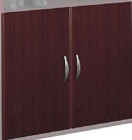 Bush WC36711 Series C: Mahogany Half Height Door Kit - 2 doors, Mounts in lower position, Two non-handed doors, Set mounts on Open Double Bookcase, Mounts one each on Open Single Bookcase, European-style, self-closing, adjustable hinges, Mahogany Finish, UPC 042976367114 (WC36711 WC-36711 WC 36711) 