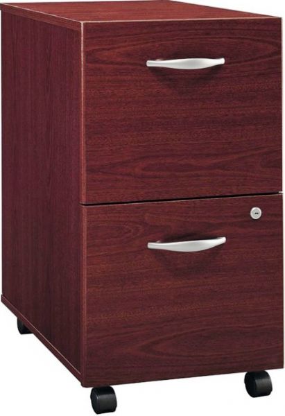 Bush WC36752 Corsa Series Wheeled Two Drawer File Cabinet, Single lock secures both drawers, 2 file drawers accept letter, legal and A4 documents, Meets ANSI/BIFMA quality test standards for performance and safety, Mobile File Cabinet rolls under the Desk or wherever you need it, Drawers glide on smooth, full-extension ball bearing slides for an easy reach to the back, UPC 042976367527, Mahogany Finish (WC36752 WC-36752 WC 36752)