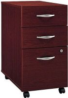Bush WC36753 Hansen Cherry Three-Drawer Locking File Cabinet, Fully finished drawer interiors, File holds letter, legal or A4 files, Two box drawers for small supplies, Rolls under and Series C desk shell, One lock secures bottom two drawers, File drawer extends on full-extension, ball-bearing slides, UPC 042976367534, Mahogany  Finish (WC36753 WC-36753 WC 36753) 