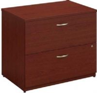 Bush WC36754 Series C: Lateral File,  Two drawers hold letter-, legal- or A4-size files, Interlocking drawers reduce likelihood of tipping, Durable melamine surface resists scratches and stains, Full-extension, ball bearing slides allow easy file access, Durable PVC edge banding protects desk from bumps and collisions, Gang lock with interchangeable core affords privacy and flexibility, Mahogany Finish, UPC 042976367541 (WC36754 WC-36754 WC 36754 WC36754A) 