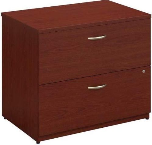Bush WC36754 Series C: Lateral File,  Two drawers hold letter-, legal- or A4-size files, Interlocking drawers reduce likelihood of tipping, Durable melamine surface resists scratches and stains, Full-extension, ball bearing slides allow easy file access, Durable PVC edge banding protects desk from bumps and collisions, Gang lock with interchangeable core affords privacy and flexibility, Mahogany Finish, UPC 042976367541 (WC36754 WC-36754 WC 36754 WC36754A)