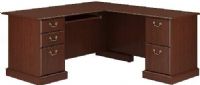 Bush EX45670-03 Saratoga Executive L Desk, Box drawer for office supplies, 12"W x 18"D x 9"H File Drawer Compartment, 12" W x 16" D x 3" H Box Drawer Compartment, 24" W x 11.5" D x 2.7" H Keyboard Compartment, Accepts U-Shaped Configuration Bridge on left or right, Entire unit can be assembled either right or left handed,File drawer glides on ball bearing slides and accepts letter, legal or A4-size files, Harvest Cherry Finish, UPC 042976456702 (EX45670-03 EX45670 03 EX4567003 EX45670 EX-45670) 