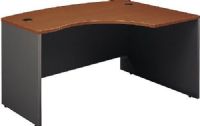 Bush WC48522 Series C: Auburn Maple Right L-Bow Desk, Accepts Right Return, Accepts Universal or Articulating Keyboard Shelf, Diamond Coat top surface is scratch and stain resistant, Desktop & modesty panel grommets for wire access and concealment, L-Bow desk allows user to face approach side while keyboarding, and affords greater computer screen privacy, UPC 042976485221, Auburn Maple / Graphite Gray Finish (WC48522 WC-48522 WC 48522) 
