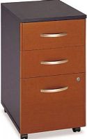 Bush WC48553 Hansen Cherry Three-Drawer Locking File Cabinet, Fully finished drawer interiors, File holds letter, legal or A4 files, Two box drawers for small supplies, Rolls under and Series C desk shell, One lock secures bottom two drawers, File drawer extends on full-extension, ball-bearing slides, UPC 042976485535, Auburn Maple / Graphite Gray  Finish (WC48553 WC-48553 WC 48553) 