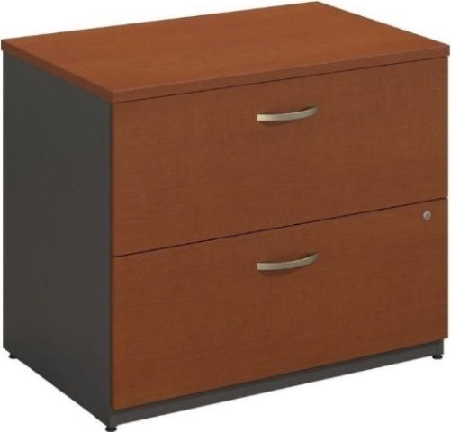 Bush WC48554 Series C: Lateral File, Two drawers hold letter-, legal- or A4-size files, Interlocking drawers reduce likelihood of tipping, Durable melamine surface resists scratches and stains, Full-extension, ball bearing slides allow easy file access, Durable PVC edge banding protects desk from bumps and collisions, Gang lock with interchangeable core affords privacy and flexibility, Auburn Maple / Graphite Gray Finish, UPC 042976485542 (WC48554 WC-48554 WC 48554 WC48554A)