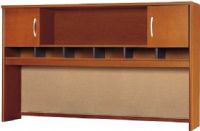 Bush WC48566 Series C Hutch 72" - Two Door, Mounts on two adjacent Lateral Files, Includes fabric-covered tack board, Full finished back panel, Accept two task lights, Mounts on any 71" wide desk or combination, European-style, self-closing, adjustable hinges, UPC 042976485665, Auburn Maple / Graphite Gray Finish (WC48566 WC-48566 WC 48566) 