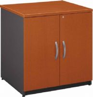 Bush WC48596A Series C: Storage Cabinet - 30", Levelers adjust for stability on uneven floors, One adjustable shelf provides storage versatility, Accepts Storage Hutch 30" for additional storage capability, PVC edge banding around top surface resists bumps and collisions, Rear wire access makes cabinet great for printer or peripheral storage, UPC 042976485962, Auburn Maple / Graphite Gray Finish (WC48596A WC 48596 A WC-48596-A WC48596) 