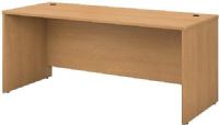 Bush WC60336 Series C: Desk 72", Accepts Keyboard Shelf or Pencil Drawer, Accepts right or left return and 71" Hutch, Desktop & modesty panel grommets for wire access, Diamond Coat top surface is scratch and stain resistant, Accommodates two 3-Drawer, 2-Drawer, or 3/4 Pedestals, Durable PVC edge banding protects desk from bumps and collisions, UPC 042976603366, Light Oak  Finish (WC60336 WC-60336 WC 60336) 