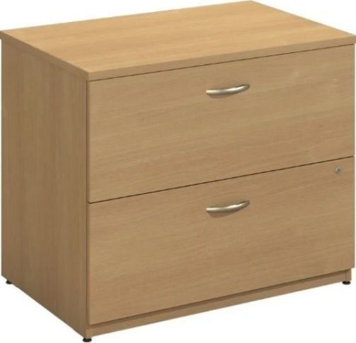 Bush WC60354 Series C: Lateral File, Two drawers hold letter-, legal- or A4-size files, Interlocking drawers reduce likelihood of tipping, Durable melamine surface resists scratches and stains, Full-extension, ball bearing slides allow easy file access, Durable PVC edge banding protects desk from bumps and collisions, Gang lock with interchangeable core affords privacy and flexibility, Light Oak  Finish, UPC 042976603540 (WC60354 WC-60354 WC 60354 WC60354A)
