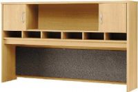 Bush WC60366 Series C Hutch 72" - TWo Door, Mounts on two adjacent Lateral Files, Mounts on any 71" wide desk or combination, Includes fabric-covered tack board, Fully finished back panel, Left and right-side doors and open center shelf, UPC 042976603663 (WC60366 WC-60366 WC 60366) 