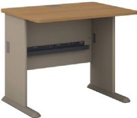 Bush WC64336 Series A: Beech 36" Desk, Sturdy 1"-thick desk surface, Accepts Pencil Drawer or Keyboard Shelf, Sturdy molded ABS feet with steel insert, Adjustable levelers for stability on uneven floor, Diamond Coat top surface is scratch and stain resistant, Desktop and leg grommets for wire access and concealment, UPC 042976643362, Light Oak and Sage Finish (WC64336 WC-64336 WC 64336) 