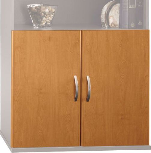 Bush WC72411 Series C: Half Height Door Kit - 2 doors, Mounts in lower position, Two non-handed doors, Set mounts on Open Double Bookcase, Mounts one each on Open Single, Bookcase, European-style, self-closing, adjustable hinges, UPC 042976724115, Natural Cherry Finish (WC72411 WC-72411 WC 72411)