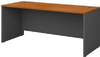Bush WC72436 Series C: Desk 72", Accepts Keyboard Shelf or Pencil Drawer, Accepts right or left return and 71" Hutch, Desktop & modesty panel grommets for wire access, Diamond Coat top surface is scratch and stain resistant, Accommodates two 3-Drawer, 2-Drawer, or 3/4 Pedestals, Durable PVC edge banding protects desk from bumps and collisions, UPC 042976724368, Natural Cherry / Graphite Gray  Finish (WC72436 WC-72436 WC 72436) 