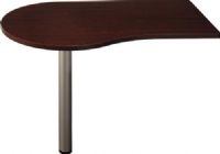 Bush QT7455CS Quantum Left Peninsula, Diamond Coat surface is among the toughest in commercial furniture, Single metal post and rounded end provides plenty of room for guest seating, 48" left-sided peninsula attaches to Quantum Collection left corner desk, 72" desk or 72" credenza, UPC 042976745516, Harvest Cherry Finish  (QT7455CS QT-7455-CS QT 7455 CS) 