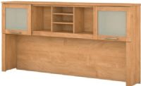 Bush WC81411 Somerset Hutch for L-Desk 71", Coordinating entertainment furniture, Open compartments for books or binders, Can mount on left or right side of L-Desk WC81410,  Frosted glass doors attractively conceal left and right storage areas, UPC 042976814113, Maple Cross Finish (WC81411 WC-81411 WC 81411 WC8141103 WC-81411-03 WC 81411 03) 