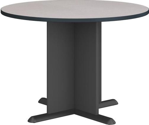 Bush TB84242A Round Conference table, Stable X panel base, Two versatile designs to choose from, Great amount of workspace for individuals or groups, Adjustable levelers ideal for many types of workspace flooring, Dent and scratch resistant 3mm PVC edge banding on top surface, Durable 1