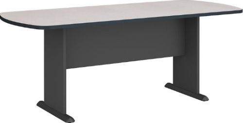 Bush TR84284A Racetrack Conference Table, Comfortable seating for six people, Panel base provides strength and stability, Levelers adjust for stability on uneven floors, Durable PVC edge banding resists collisions and dents, UPC 042976842840, Slate with Graphite Gray Base Finish (TR84284A TR-84284-A TR 84284 A TR84284 TR-84284 TR 84284)