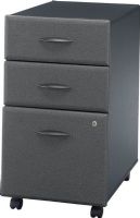 Bush WC84853 Series A: Slate Three-Drawer File, Fits under 36", 48", 60" and 72" Desks, One lock secures bottom two drawers, Casters for easy mobility when loaded, File drawer opens on full-extension slides, File drawer holds letter- or legal-size files, Two box drawers hold small office supplies, Slate / White Spectrum Paper Finish, UPC 042976848538 (WC84853 WC-84853 WC 84853) 