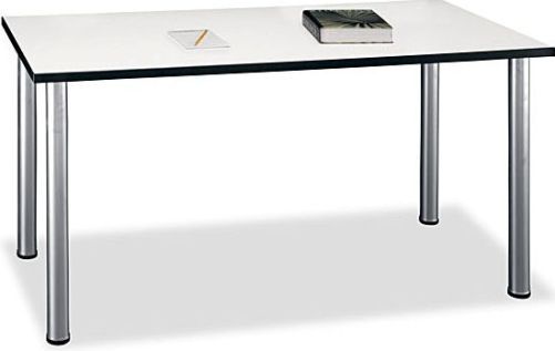 Bush TS85202 Large Rectangle Conference Table, Coated undersides prevent clothing snags, Corner connectors don't have legs and attach to adjoining desks, 2mm solid PVC edge banding stands up to bumping and rearranging, Stationary metal legs have Silver finish and levelers for uneven floors, Meets ANSI/BIFMA standards, UPC 042976852023, White Spectrum (TS85202 TS-85202 TS 85202)
