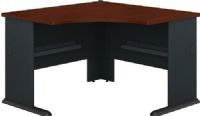 Bush WC90466A Series A Corner Desk, Adjustable levelers, 1" thick top surface, Accepts Keyboard Shelf, Molded ABS feet with steel insert, Desktop and leg grommets for wire access, Diamond Coat top surface is scratch and stain resistant, UPC 042976904661, Hansen Cherry / Galaxy Finish (WC90466A WC-90466-A WC 90466 A) 