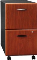 Bush WC94452 Slate Series A Two Drawer File Cabinet, File Drawer Type, 2 Total Number of Drawers, Scratch Resistant, Stain Resistant, Ball-bearing Suspension, Dent Resistant, Cord Management, Durable, One gang lock secures both drawers, Holds letter or legal-size files, Casters for easy mobility, Hansen Cherry / Galaxy  Finish, UPC 042976944520 (WC94452 WC-94452 WC 94452) 