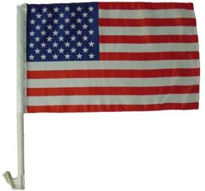 Barjan 04590006 American USA Car Window Flag 12 x 18 in, Price ea Packaged 48 per carton, Hangs off Window, Durable knitted polyester, Double Sided, Staff and Window Clip made of Nylon (0459 0006 0459-0006)