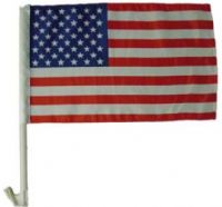 Barjan 04590006 American USA Car Window Flag 12 x 18 in, Price ea Packaged 48 per carton, Hangs off Window, Durable knitted polyester, Double Sided, Staff and Window Clip made of Nylon (0459 0006 0459-0006)