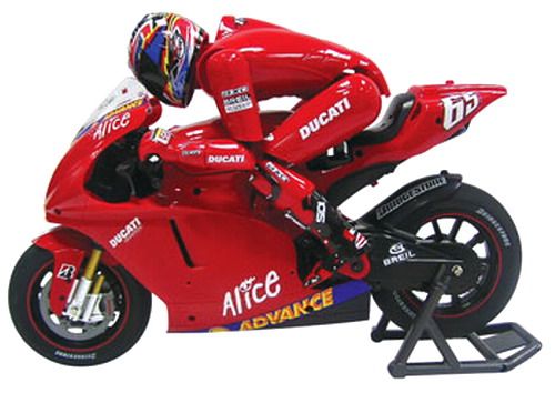 Nikko 050021BC, Ducati Motorcycle Radio Control Toy, Front and rear suspension, Authentic motorcycle action, Driver shifts weight into the turns (050021-BC 050021 50021BC 50021-BC)