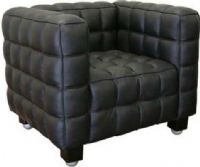 Wholesale Interiors 0717-CHAIR-BLACK Arriga Leather Modern Chair, Urban style, Square panel design with a puffed appearance, Genuine leather seating areas with faux leather on the sides and back, Wood frame, High density polyurethane foam cushioning, Black and silver wood legs, UPC 847321001374 (0717CHAIRBLACK 0717-CHAIR-BLACK 0717 CHAIR BLACK) 