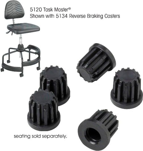 Safco 5130 Tubular Base Inserts for Task Master Industrial Chair, Prevents floor scratches, Protects chair legs from damages, Pack of 5, For use with Task Master Industrial Series chairs, UPC 073555513004, Black Finish (5130 SAFCO5132 SAFCO-5130 SAFCO 5130)