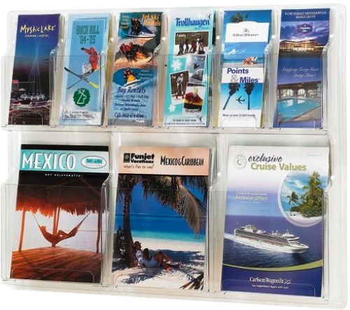 Safco 5605CL Reveal 3 Magazine and 6 Pamphlet Display, 2.25mm Material Thickness, 1.75