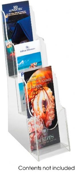 Safco 5638CL Acrylic 3 Pocket Pamphlet Display, Clear Acrylic Pamphlet Display, Three, clear plastic pockets, Each pocket holds up to 2