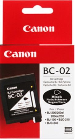 Canon 0881A003 Model BC-02 Black Ink Cartridge for use with Canon BJ-100, BJ-200, BJ-200E, BJ-200EX, BJC-1000, BJC-210, BJC-240 and BJC-250 Printers, New Genuine Original OEM Canon Brand, UPC 750845726107 (0881-A003 0881 A003 0881A-003 0881A 003 BC02 BC 02)
