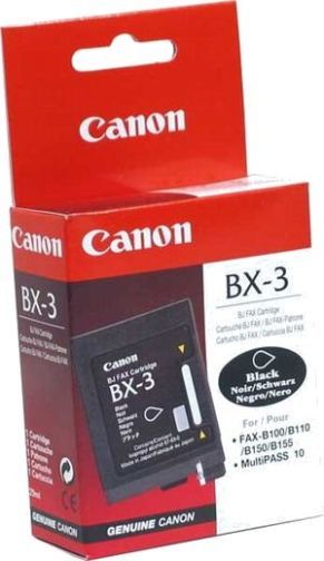 Canon 0884A003 Model BX-3 Black Inkjet Cartridge for use with FaxPhone B100, B110, B155, B540, B550, B600, B640, B840, MultiPass 100, 1000, 800 Printers, 2000 page yield, New Genuine Original OEM Canon Brand, UPC 030275063714 (BX3 BX 3 0884-A003 0884 A003 0884A-003 0884A 003)